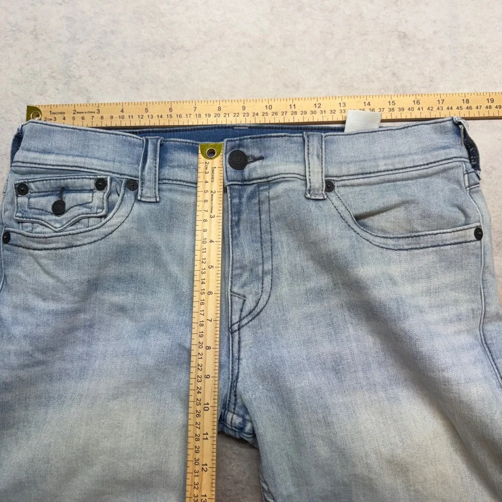 True Religion Geno Relaxed Slim Mens 34x33 Light Wash Flap Pocket Denim Jeans